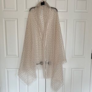 Vintage Elegant Cream And Gold Sheer Wrap 38"x98"